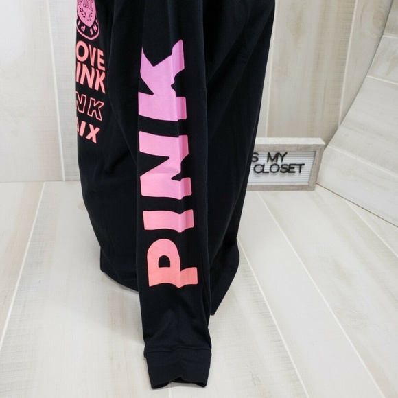 PINK Victoria's Secret Campus Tee M Black Shirt - Picture 3 of 7